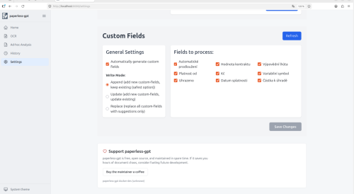Nastavení vlastních custom fieldu pro vytěžování